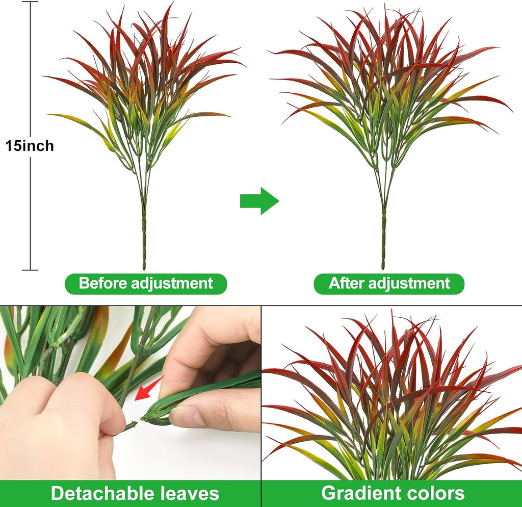 Ouddy Decor 16 Pcs Artificial Plants Outdoor Fake Fall Greenery Stems, Red