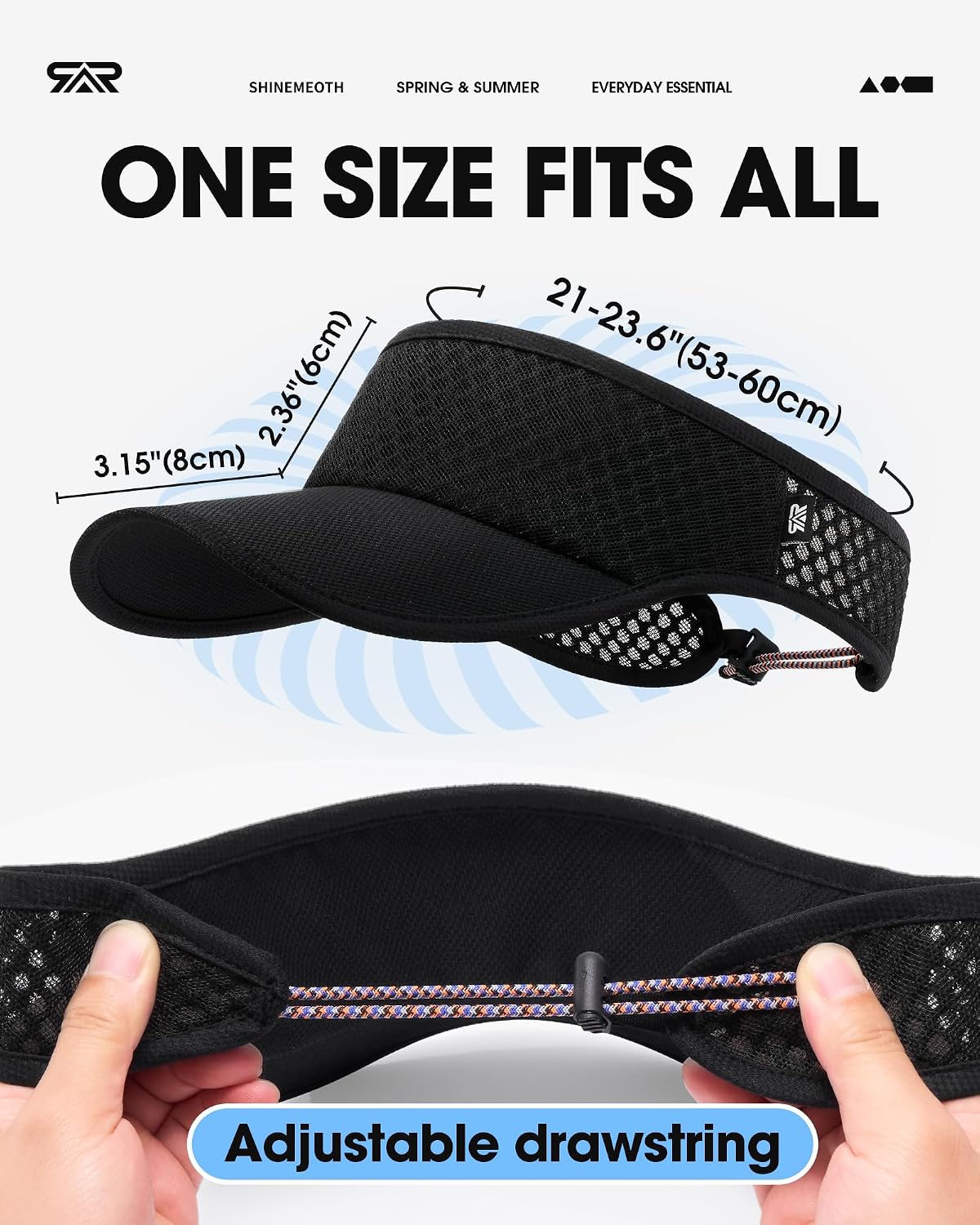 SUNMECI Mesh Breathable Sports Visor - Men Women Adjustable Lightweight Quick Dry Sun Hat for Tennis, Golf, Running