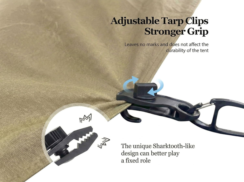 Heavy Duty Suction Cup Hooks with Tarp Clips for Car Awning, 8 pieces