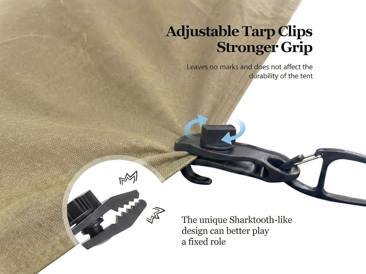 Heavy Duty Suction Cup Hooks with Tarp Clips for Car Awning, 8 pieces