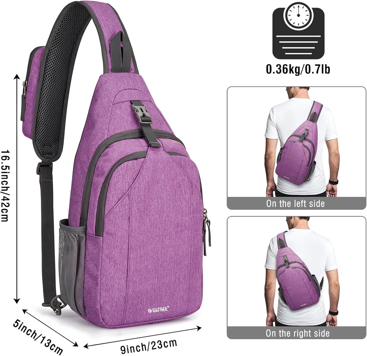 G4Free Sling Bag for Men Women, RFID Blocking Crossbody Bag, Daily, Travel