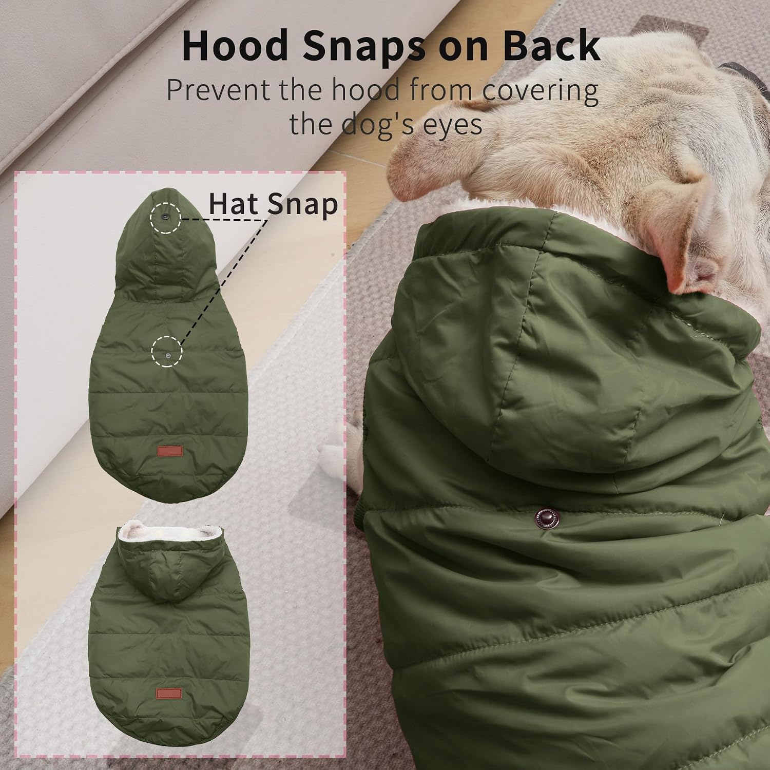 Vecomfy Warm Dog Coats with Hoodie,Winter Dog Jackets for Large Dogs