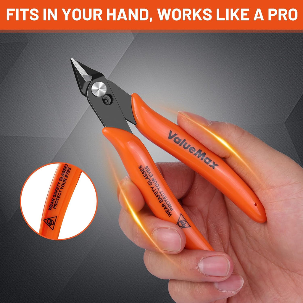 ValueMax 12-Pack 5-Inch Flush Cutters, Spring-Loaded Precision Side Cutters