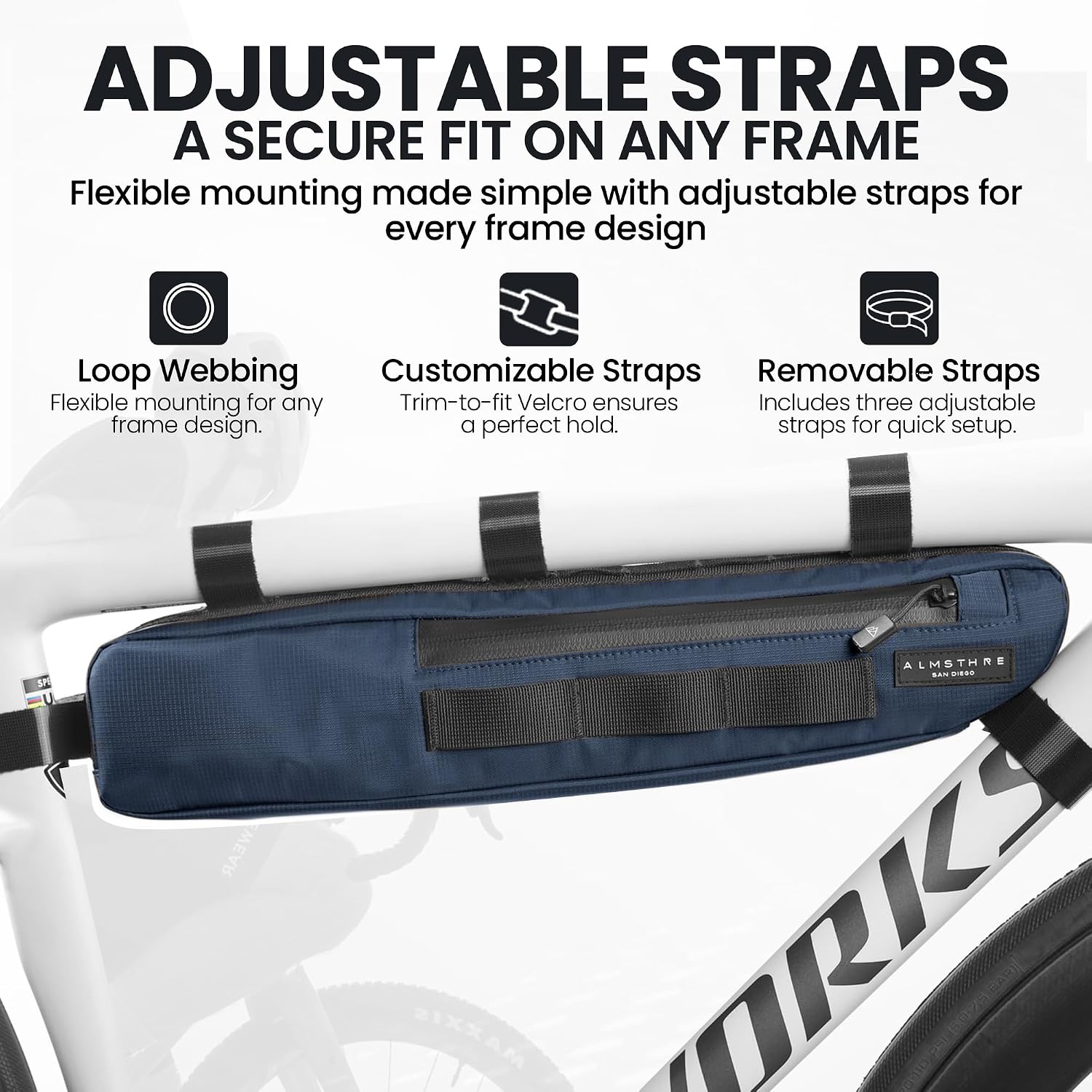 ALMSTHRE Bike Frame Bag | Weather-Resistant, Waterproof Zippers & Dual-Sided Access for Road, MTB, and Ebike Frames