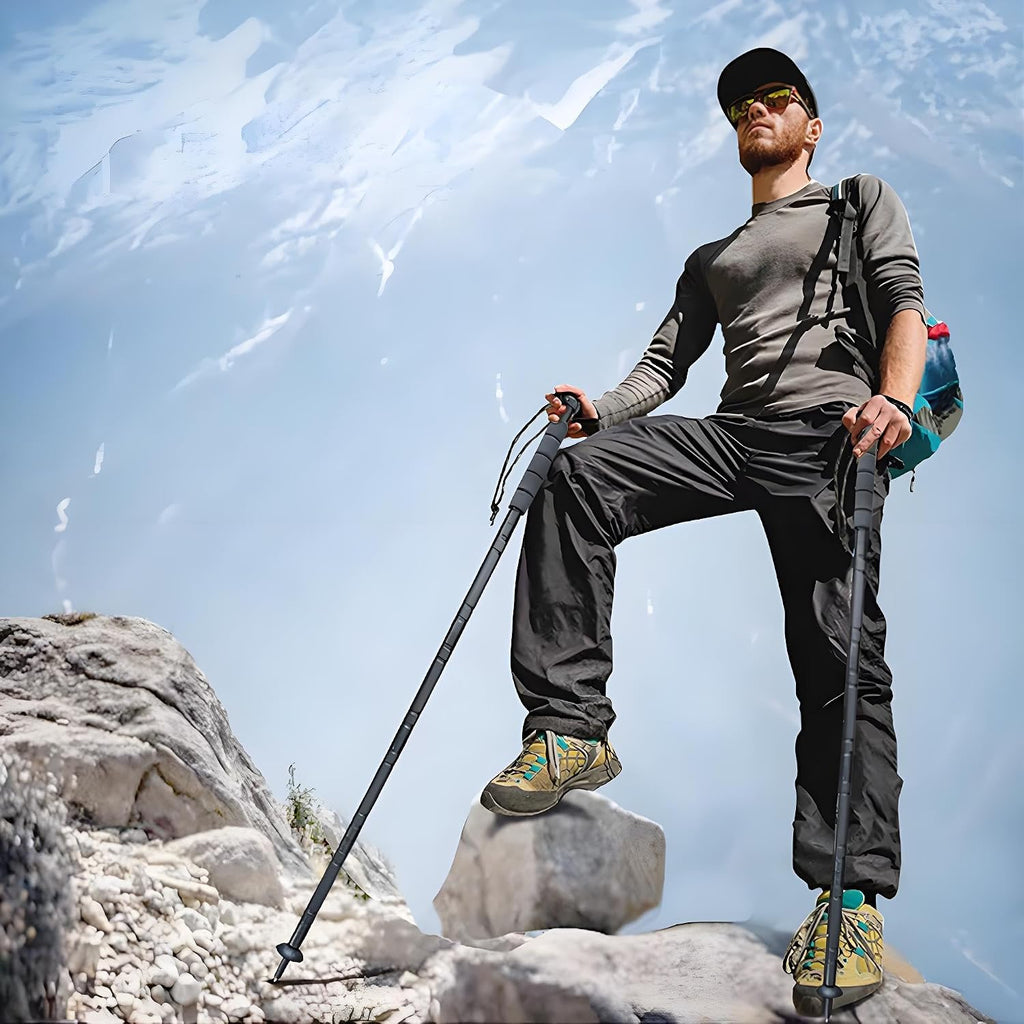 Trekking Pole Tactical Walking Stick,Multifunctional Lightweight Aluminum Collapsible Survival Hiking Pole with Storage Bag for Women Men Seniors Camping Backpacking
