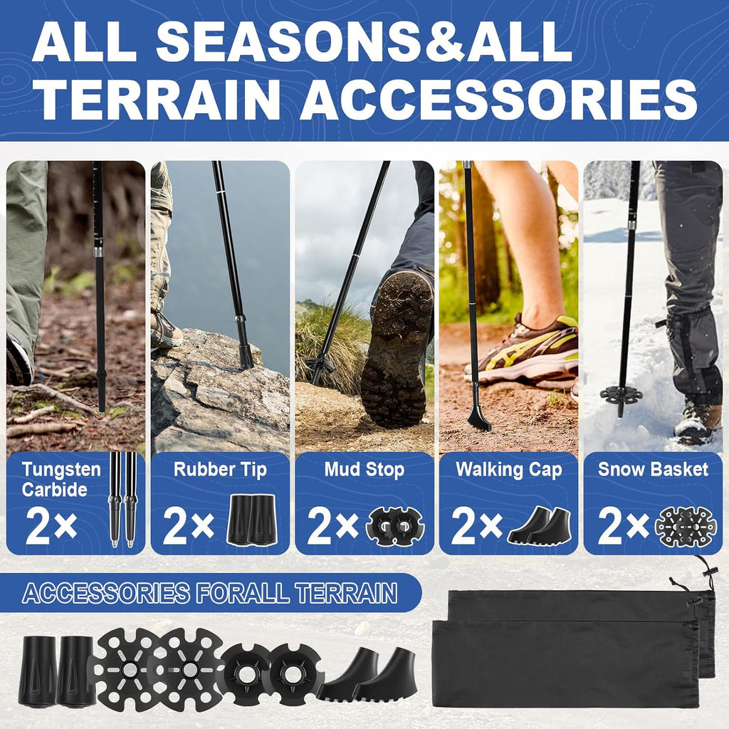 FrutPunch 2 Pack Aircraft-Grade Aluminum Alloy Trekking Poles for Hiking