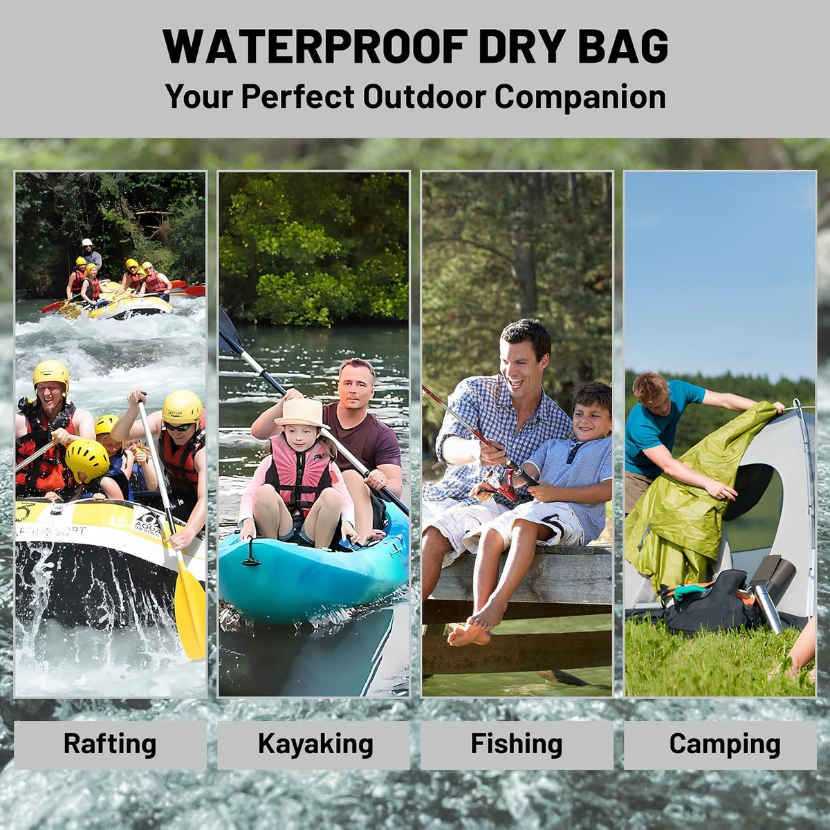 5L Waterproof Dry Bag, Tropical Summer Watercolor Hibiscus Backpack