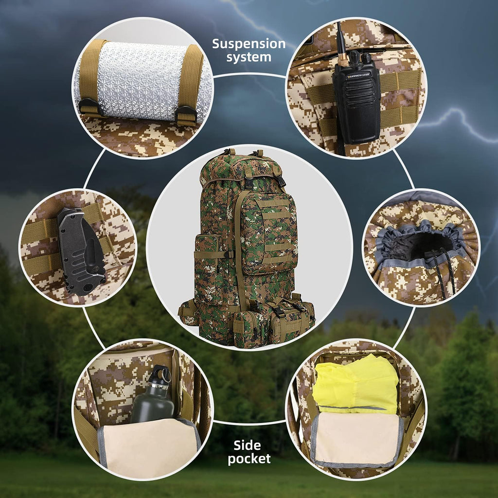 100L Camping Hiking Backpack,Molle military Tactical rucksack backpack,Waterproof Lightweight Hiking Backpack