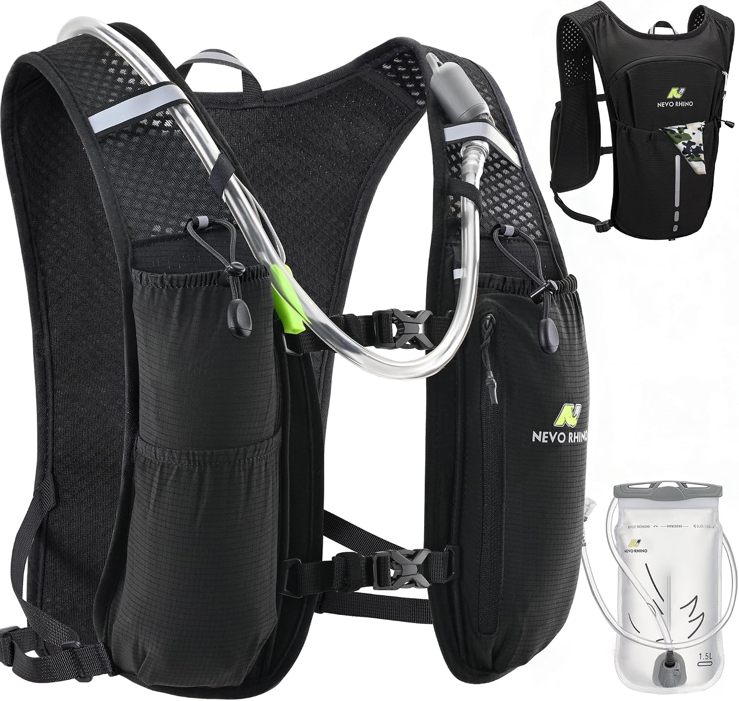 N NEVO RHINO Running Vest with 1.5L Water Bladder, Hydration Vest Pack