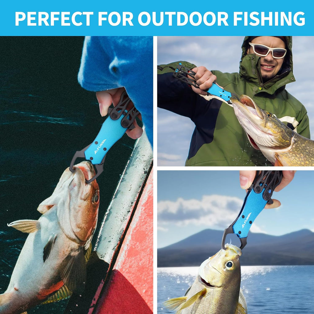 FLISSA Folding Fish Gripper with Lanyard, Portable Fish Grabber