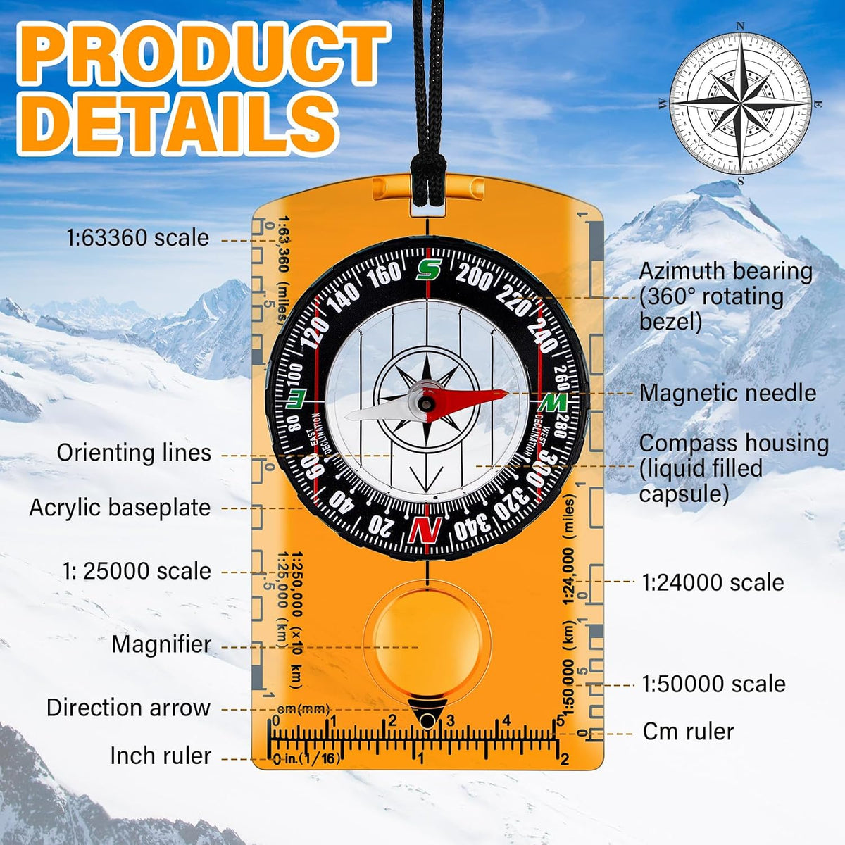Geiserailie Orienteering Compass Bulk Navigation Map Reading Compass for Kids Hiking and Survival Outdoor Exploring, Party Favor Toy