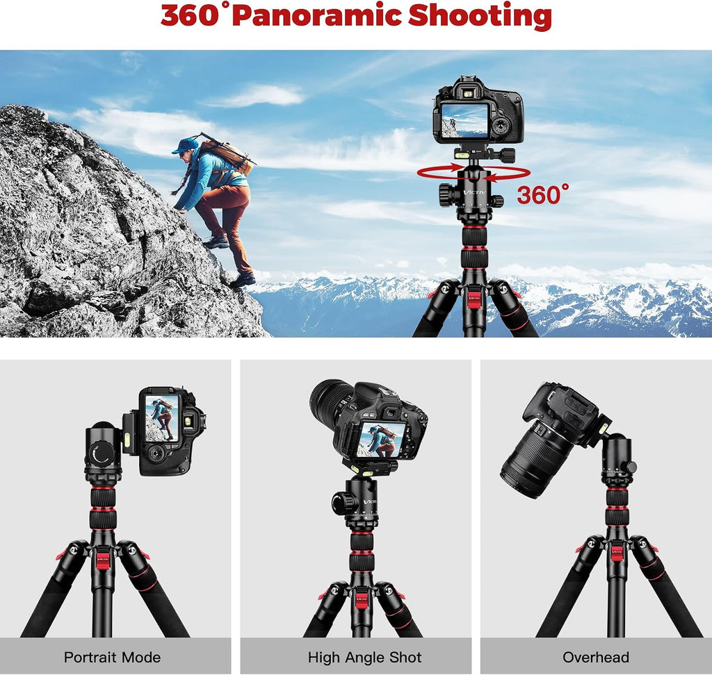 Victiv Camera Tripod, 80" Ball Head Tripod with Carry Bag & Phone Holder