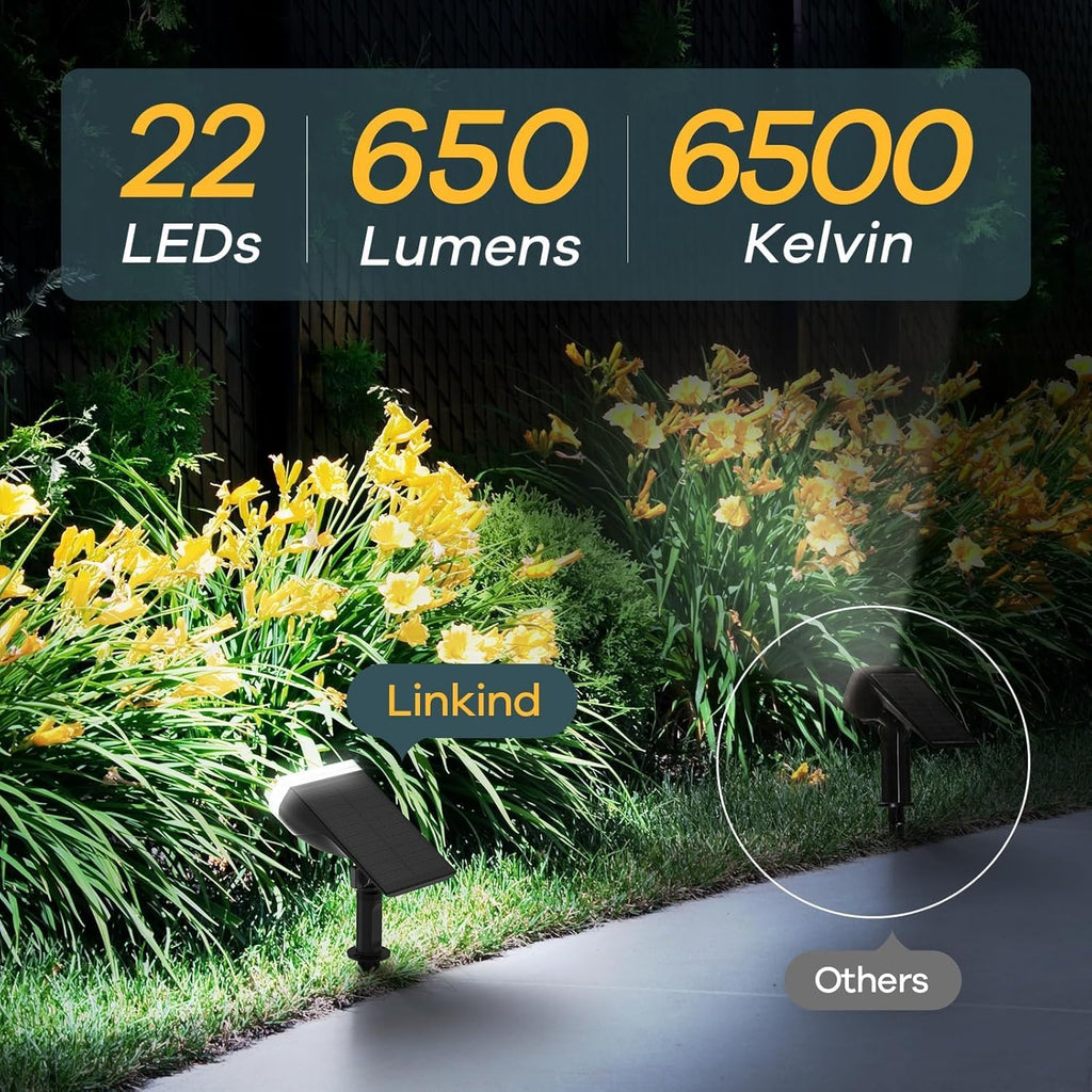 Linkind Solar Lights Outdoor Waterproof Landscape Spotlight Daylight 2 Pack