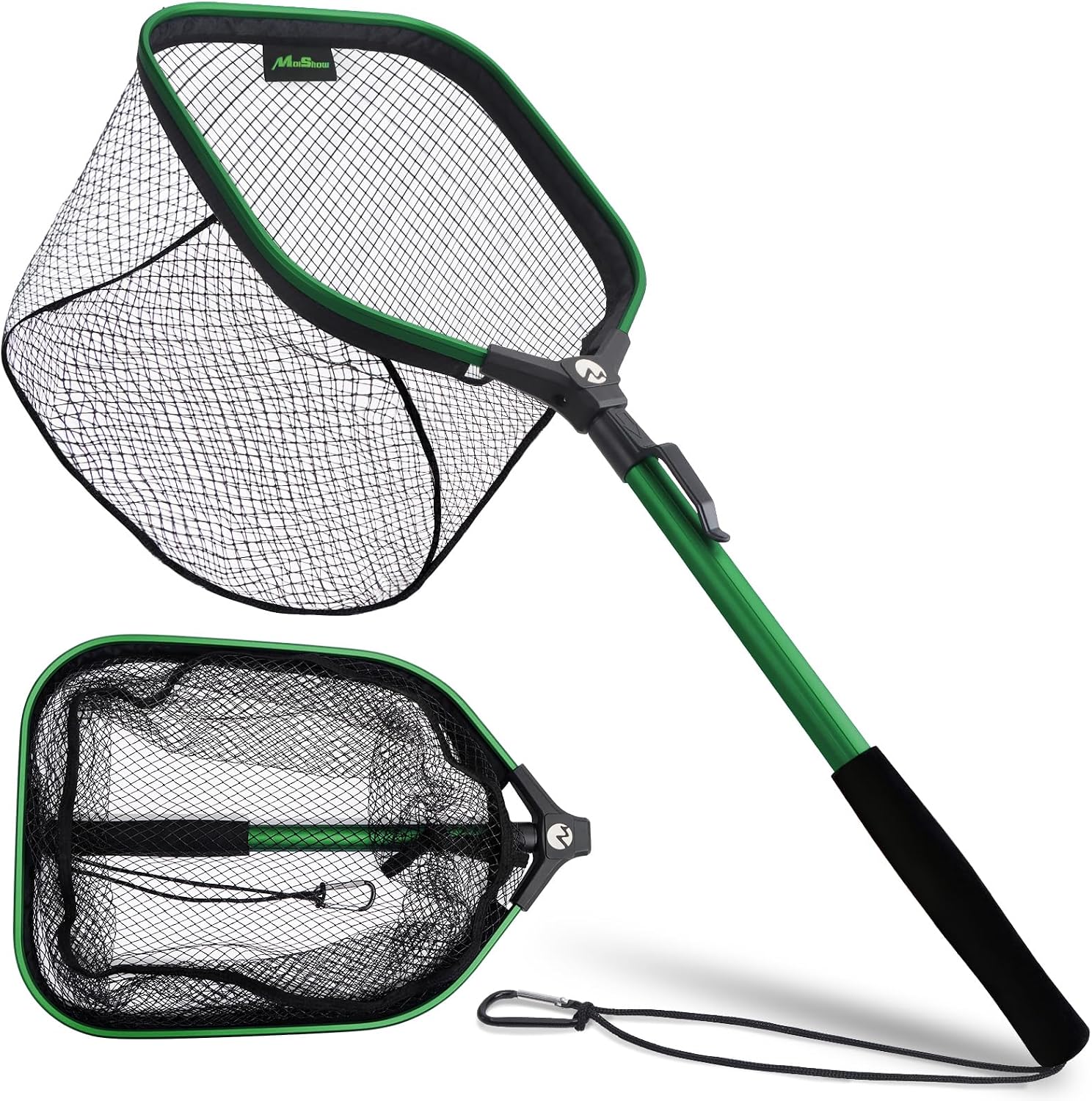 Floating Fishing Net Fish Landing Net, Fishing Nets for Fish, Kayak Fishing Net with Third-gen Upgrade Locking Switch - Lightweight Rubber Coated Fish Net for Easy Catch & Release