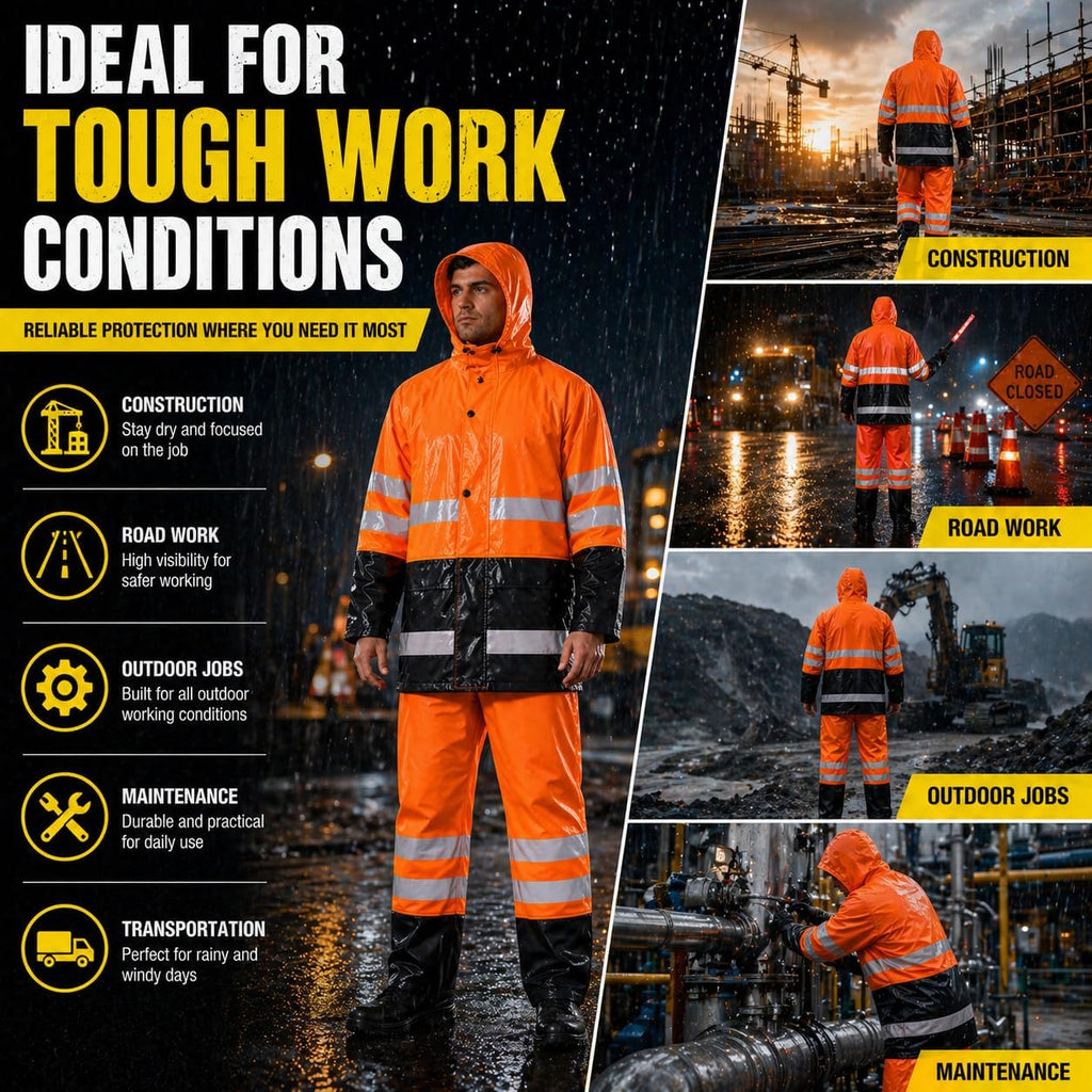 Rain Suit For Men & Women Waterproof Heavy Duty Rain Gear Reflective Jacket for Fishing Outdoor Work Raincoats