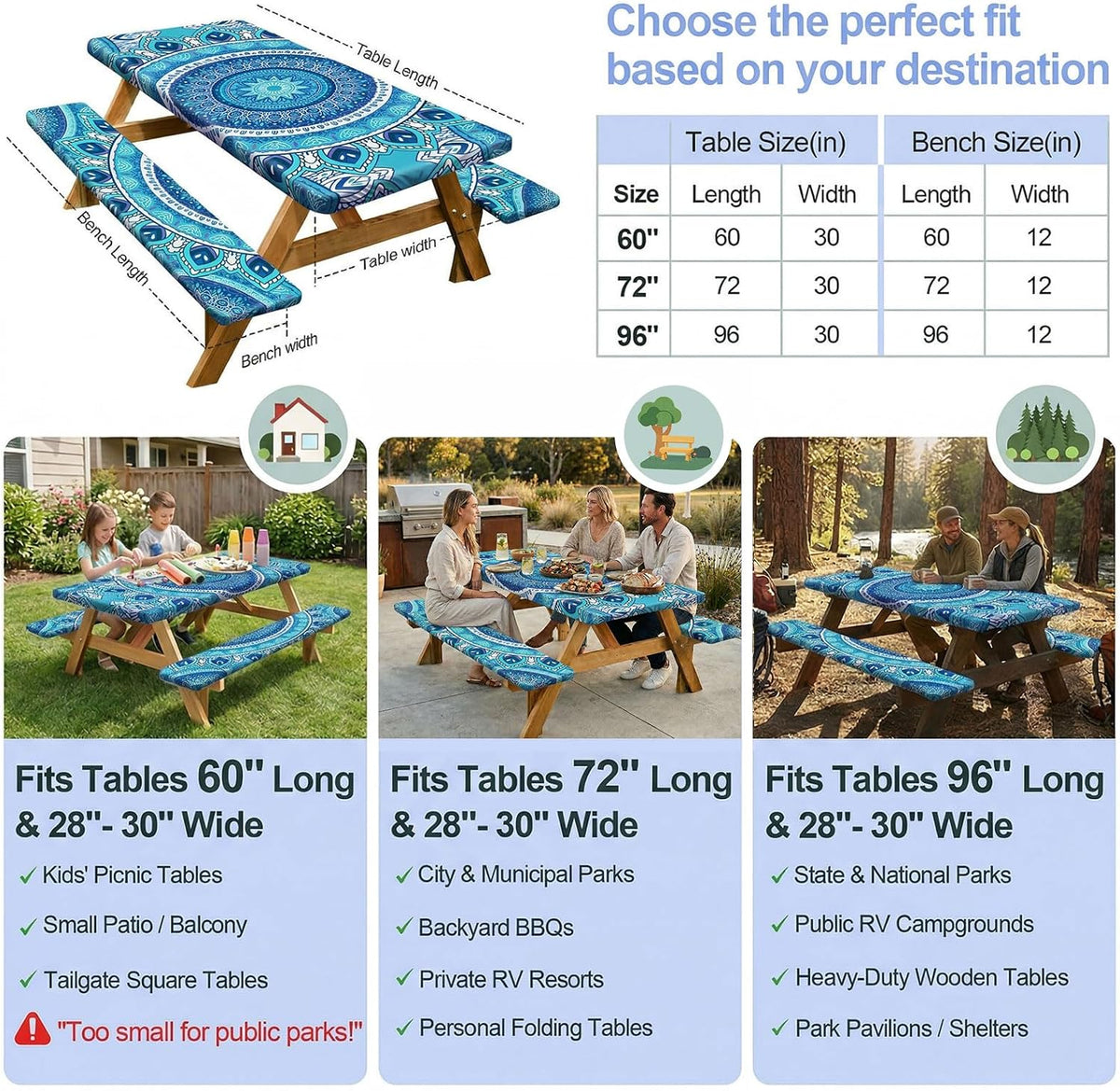 Play Tailor Picnic Table Cover Bench Covers Camping Essentials Tablecloth