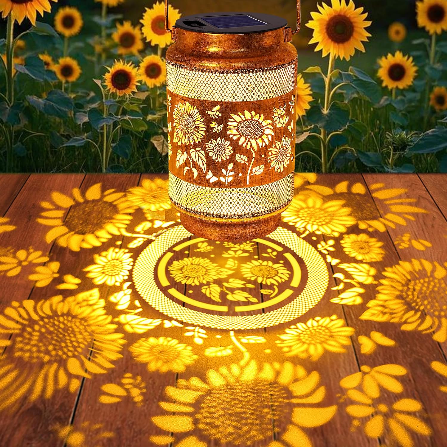2 Pack Sunflower Solar Lanterns Outdoor Waterproof Solar Garden Decor, Birthday Gifts for Women Mom Grandma, Metal Hanging Lights with Shepherd Hook for Outside Yard Patio Pathway Backyard