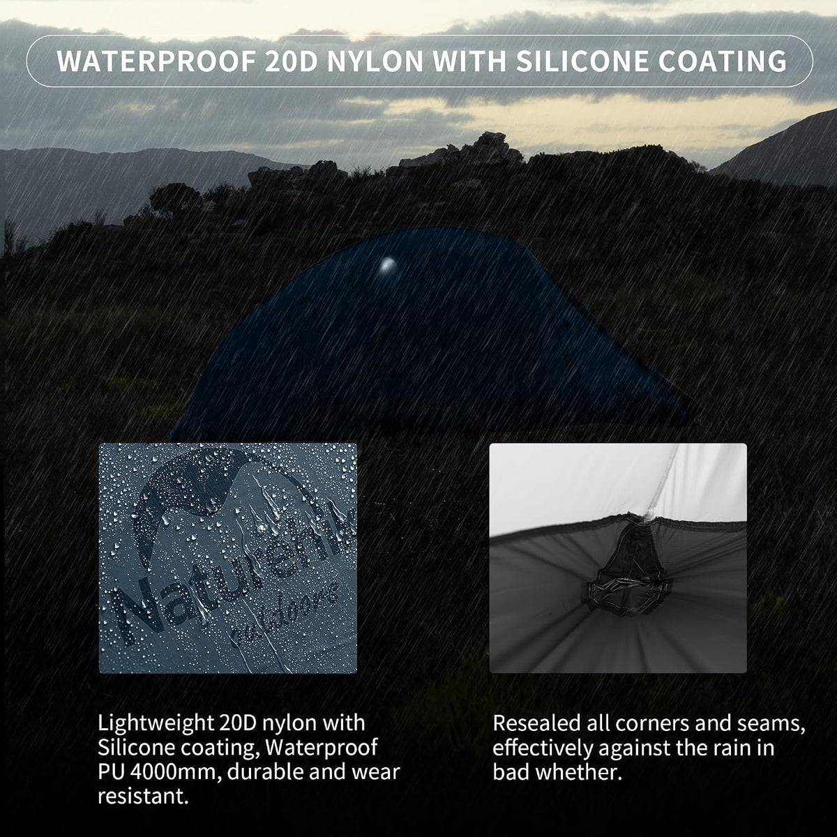 Naturehike Cloud Up 1 Person Tent, Lightweight Backpacking Tents for One Man, Waterproof Ultralight One Person Tent for Camping Hiking Backpacking