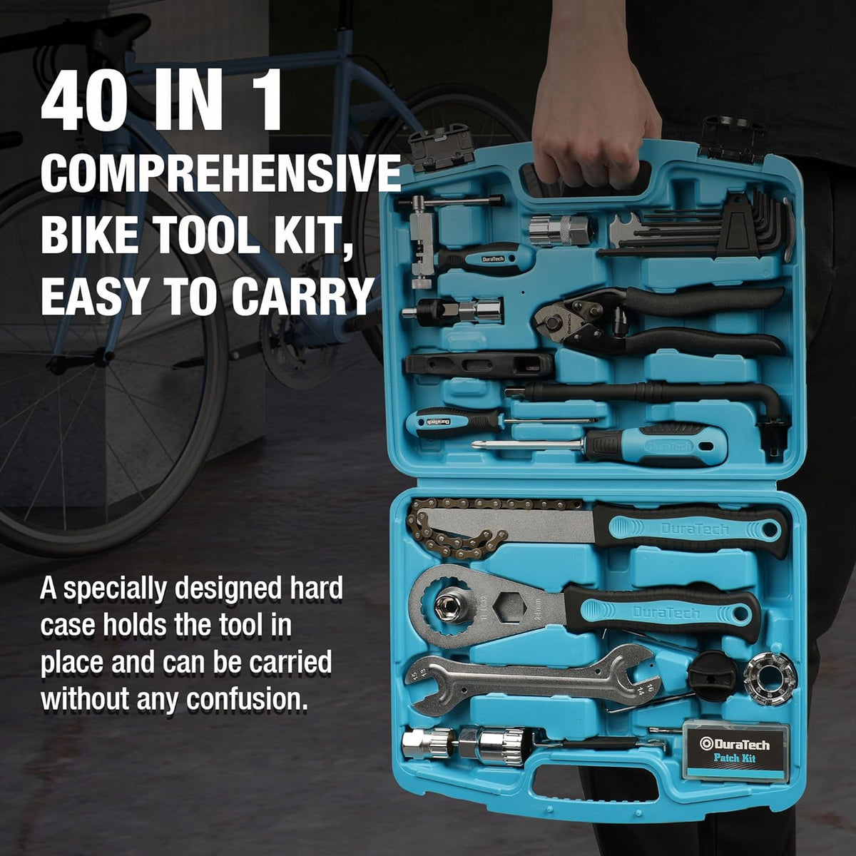 DURATECH 40PC Bike Repair Tool Kit with Carry Storage Case