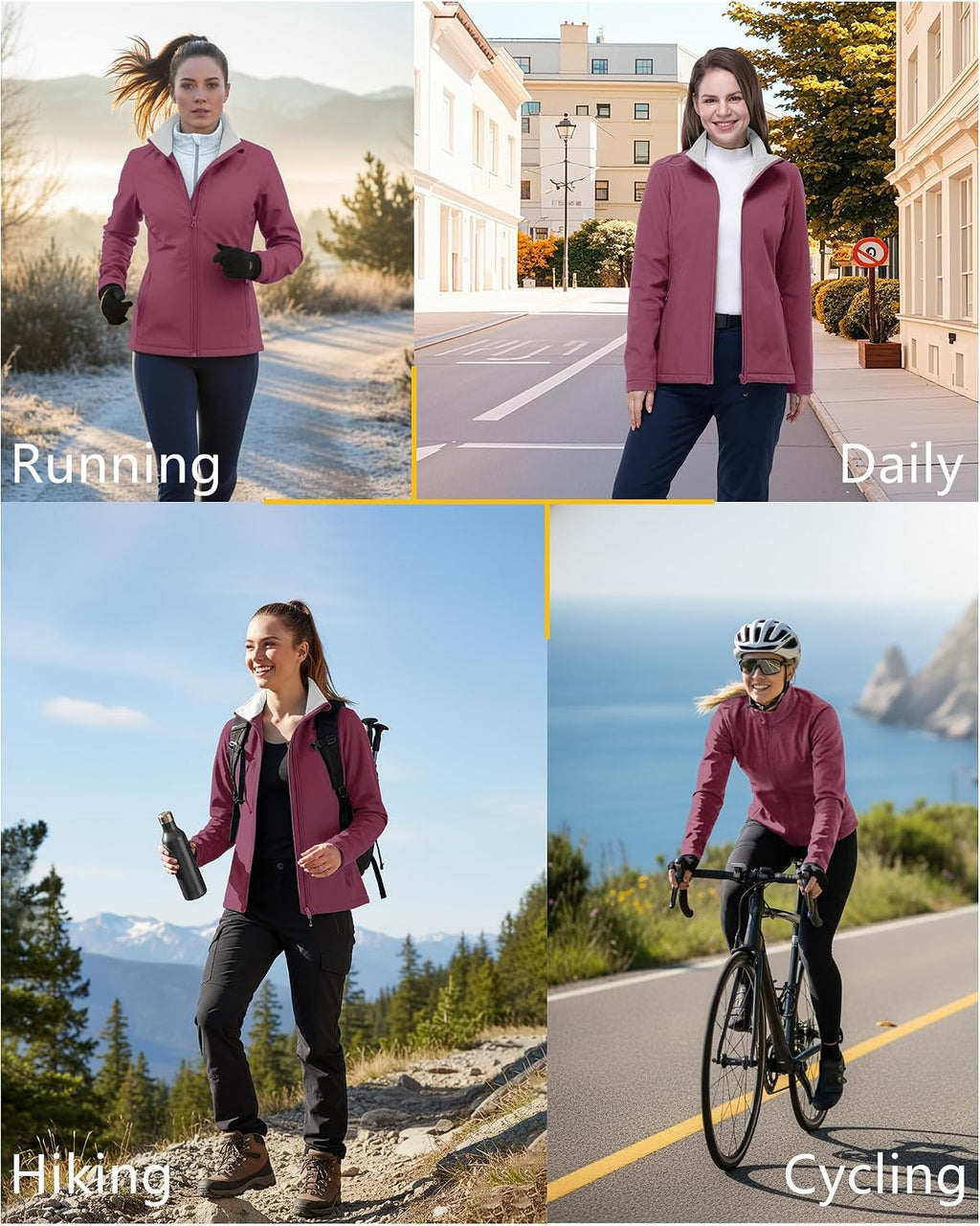 33,000ft Women's Waterproof Softshell Jacket Lightweight Fleece Lined Coat
