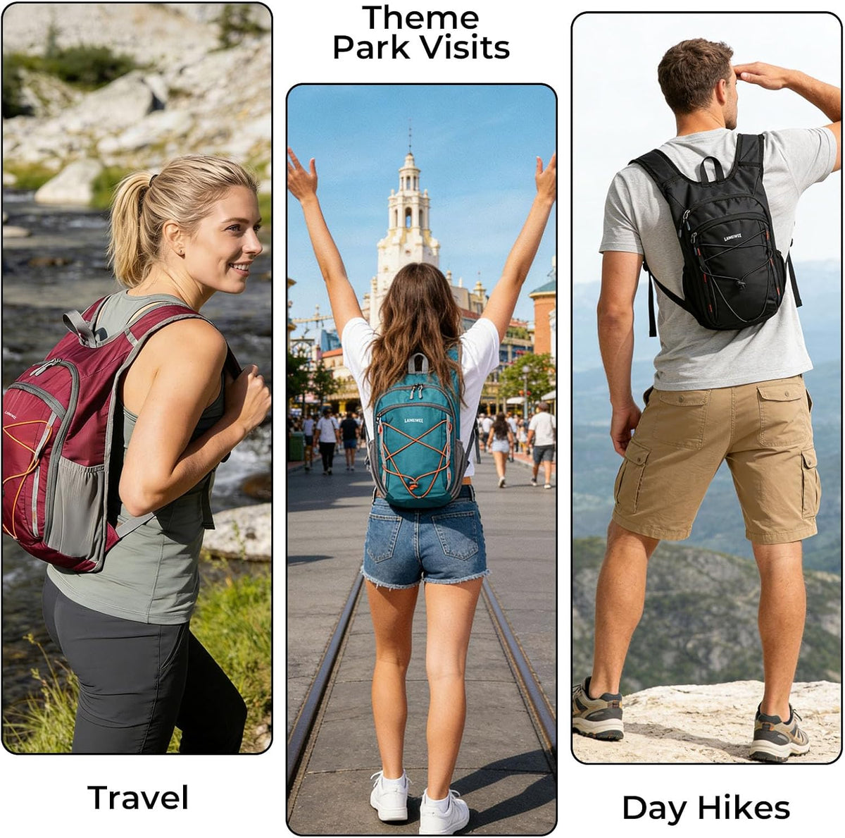 Small Hiking Backpack 13L Lightweight Foldable Travel Daypack for Men Women