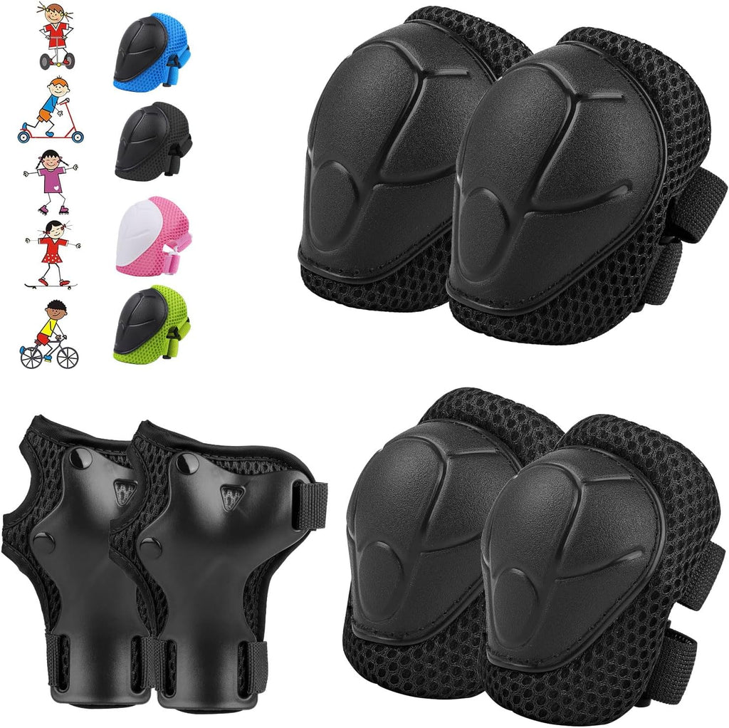 WayEee 6PCS Kids Protective Gear Set Knee Pads Elbow Pads Wrist Guards/3-14