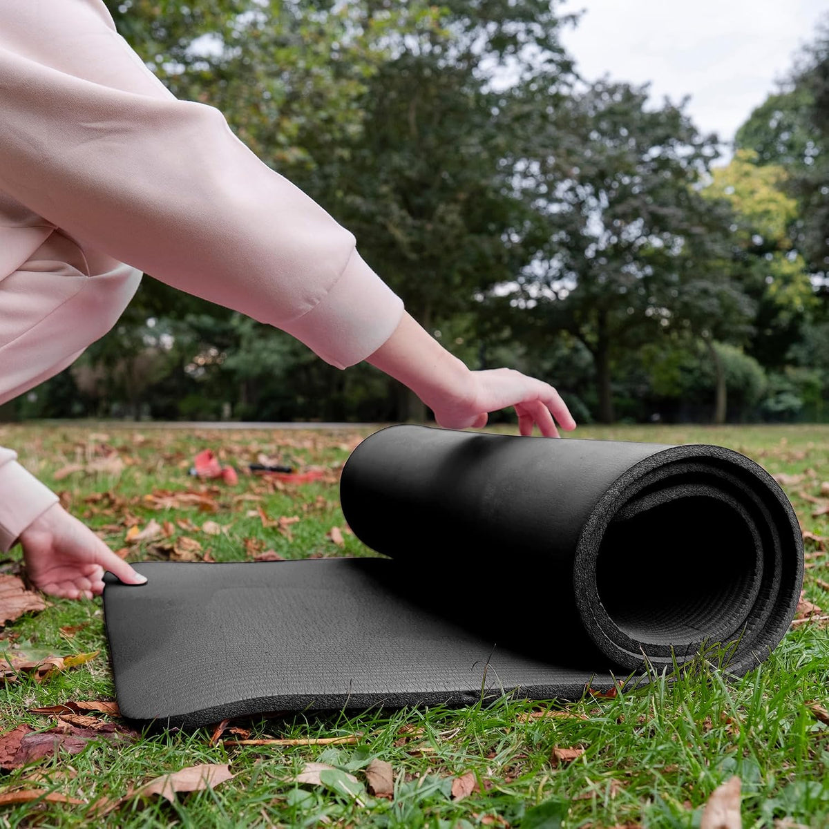 BalanceFrom All Purpose 1-Inch Extra Thick High Density Anti-Tear Exercise Yoga Mat with Carrying Strap, Multiple Colors