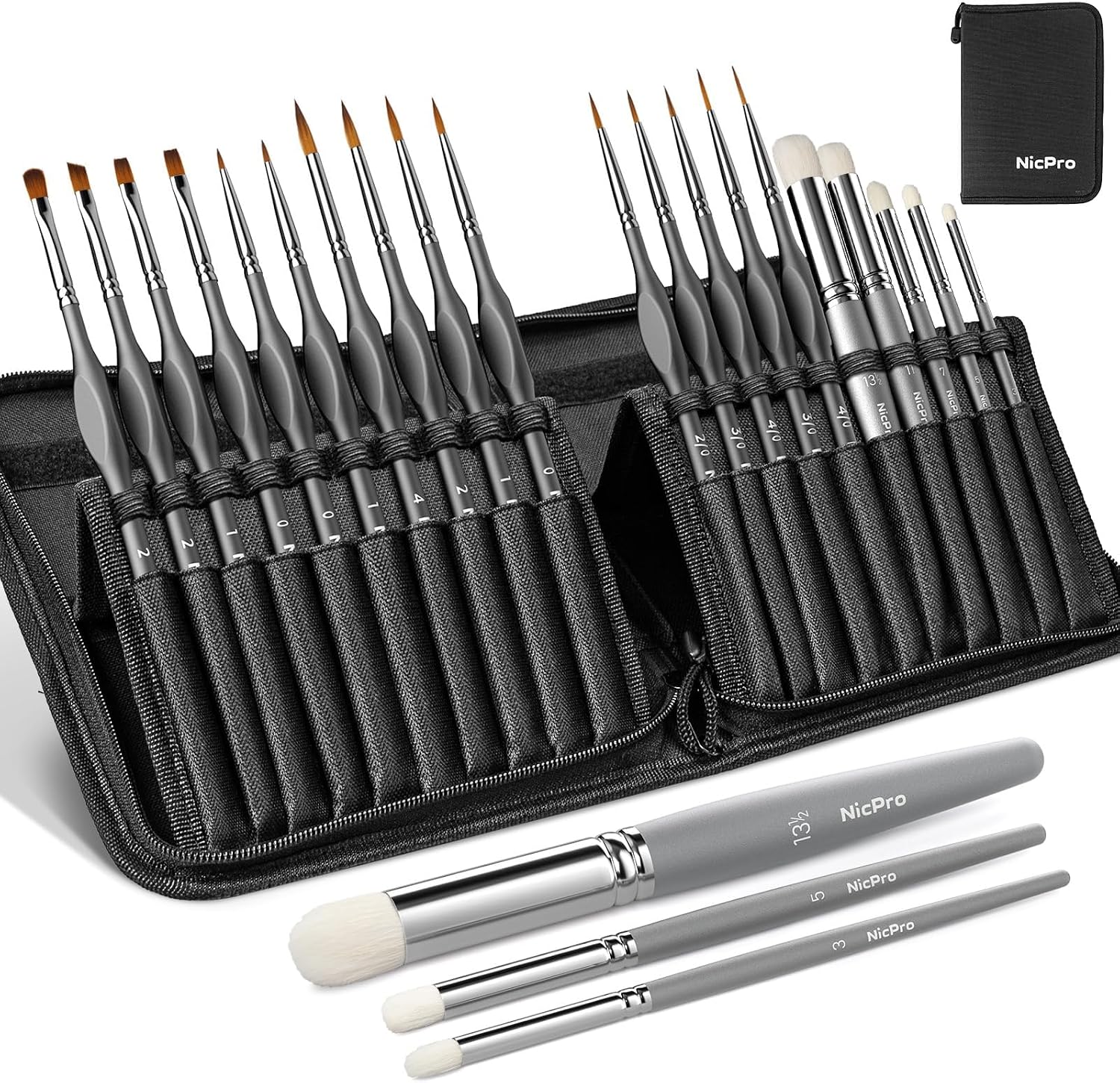 Nicpro 22 PCS Miniature Paint Brushes & Dry Brush, Model Paint Brush Set