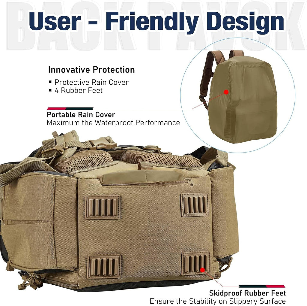 Piscifun Fishing Tackle Backpack with 2 Rod Holders, 4 Boxes & Rain Cover