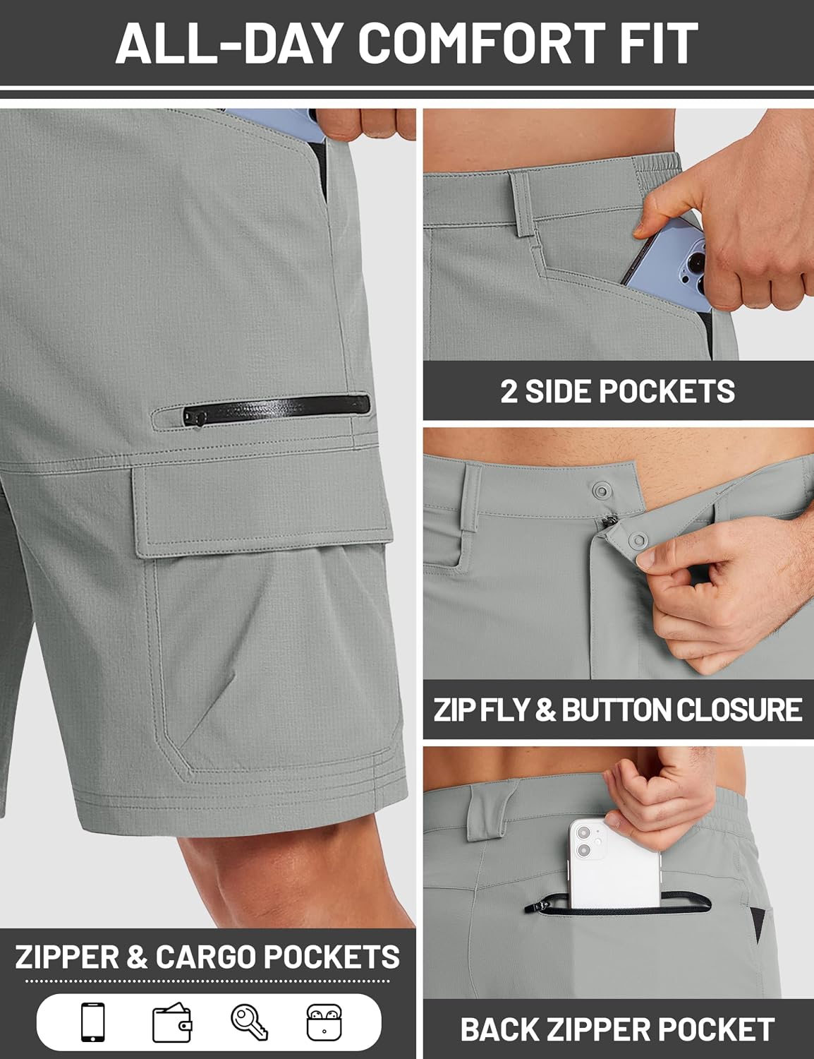 TACVASEN Men's Summer Outdoor Shorts 7"/10" Cargo Casual Golf Hiking