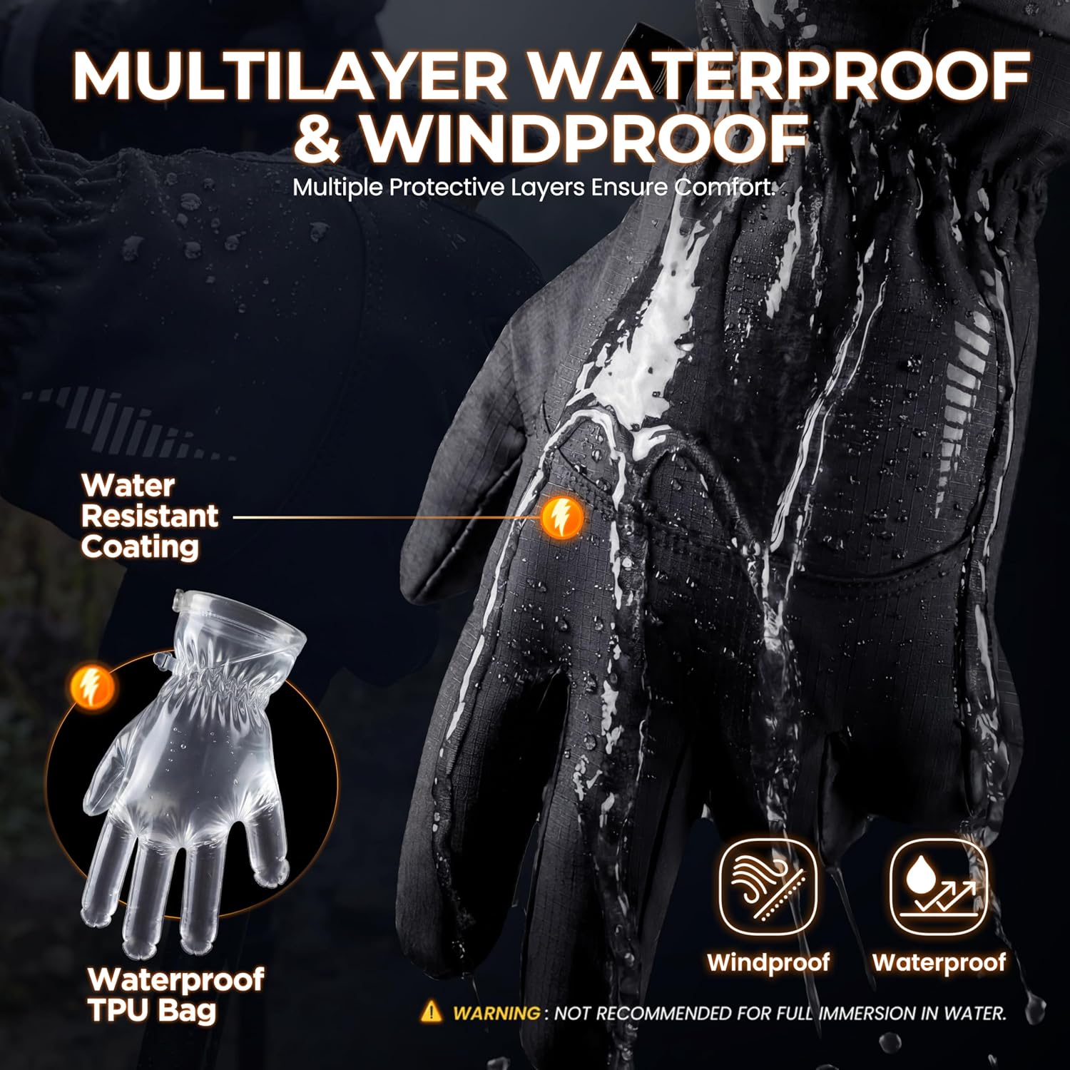 rivmount Winter Waterproof Ski Snow Warm Gloves for Women Men, Windproof Cold Weather Thermal with Touchscreen Fingers, for Running Driving Cycling Hiking Biking Outdoor Sports Daily Work