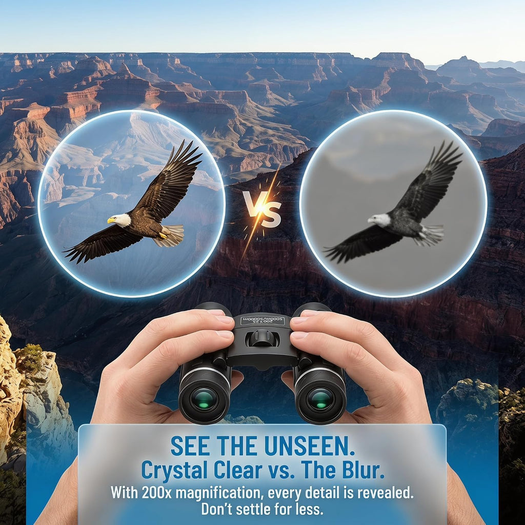 200x25 Compact Binoculars for All Ages – High-Powered Mini HD Optics