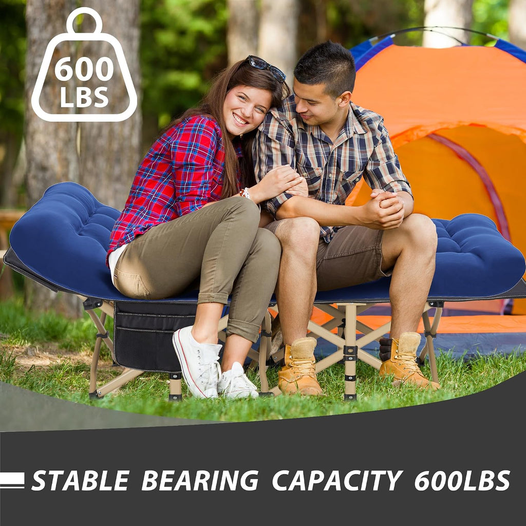 Folding Camping Cot with Mattress for Adults,28" Wide,600LBS