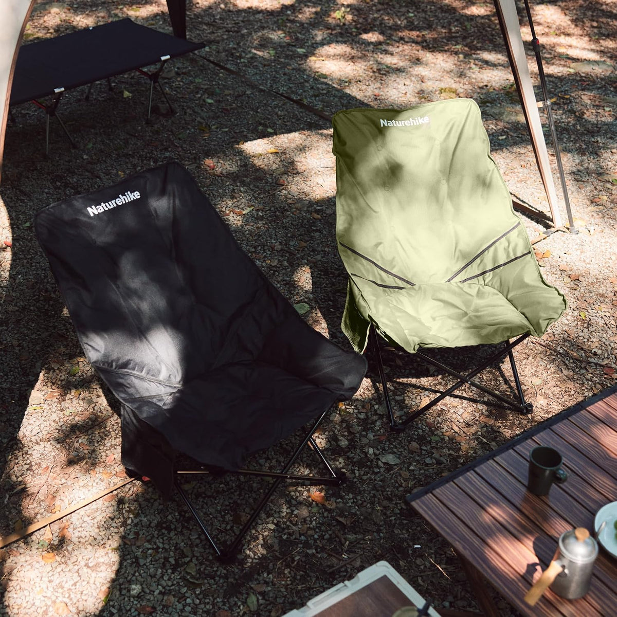 Naturehike Seastar Padded Camping Chair, Oversized 2-Position Adjustable Folding Chair, Portable Camp Chair with Side Pocket & Carry Bag