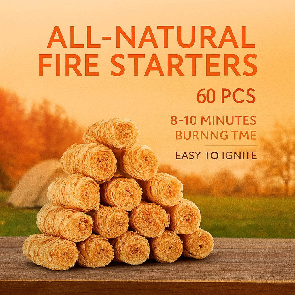 60 pcs Fire Starter - Natural Fire Starters for Campfires, BBQ