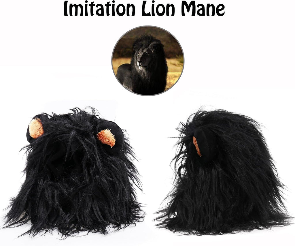 Onmygogo Lion Mane Wig for Cats and Dogs, Funny Pet Cat Costumes for Halloween Christmas, Furry Pet Clothing Accessories