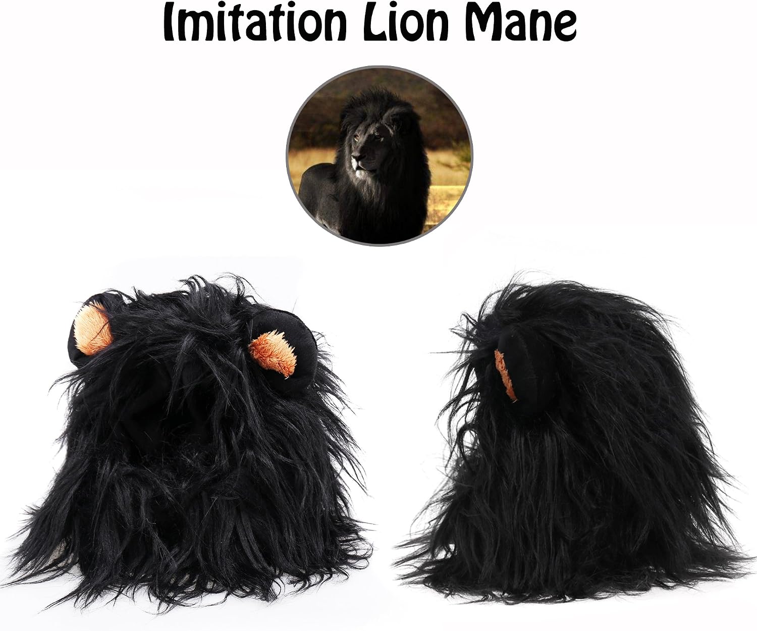 Onmygogo Lion Mane Wig for Cats and Dogs, Funny Pet Cat Costumes for Halloween Christmas, Furry Pet Clothing Accessories
