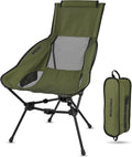 MARCHWAY Lightweight Folding High Back Camping Chair with Head Support, Stable Portable Compact for Outdoor Camp, Travel, Beach, Picnic, Festival, Hiking, Backpacking (Highback Green)