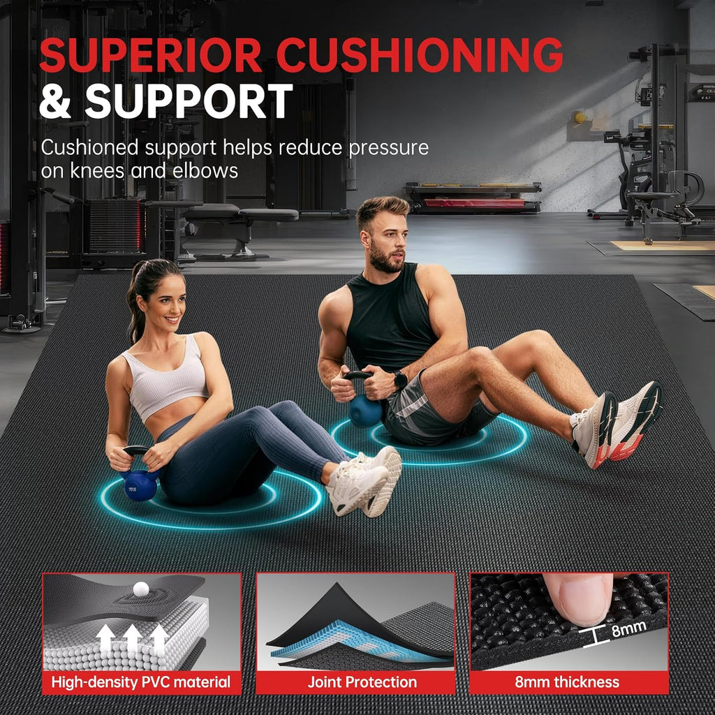 GymCope Extra Large Exercise Mat 10'x6'/9'x6'/8'x6'/7'x5'/6'x4' (8mm)
