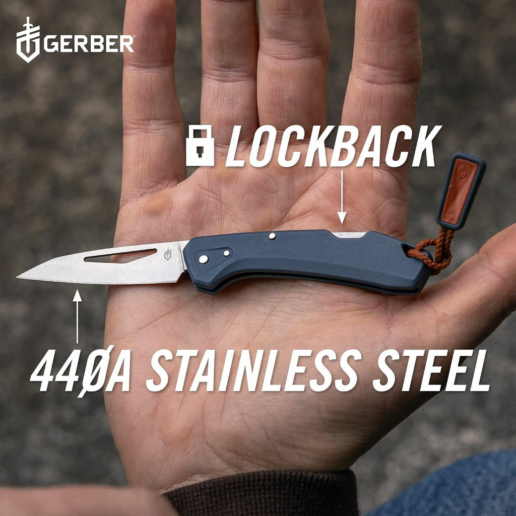 Gerber Gear LST Mini - Lightweight Folding Pocket Knife for Hiking, Camping - EDC Tool - Durable Stainless Steel Blade - Blue