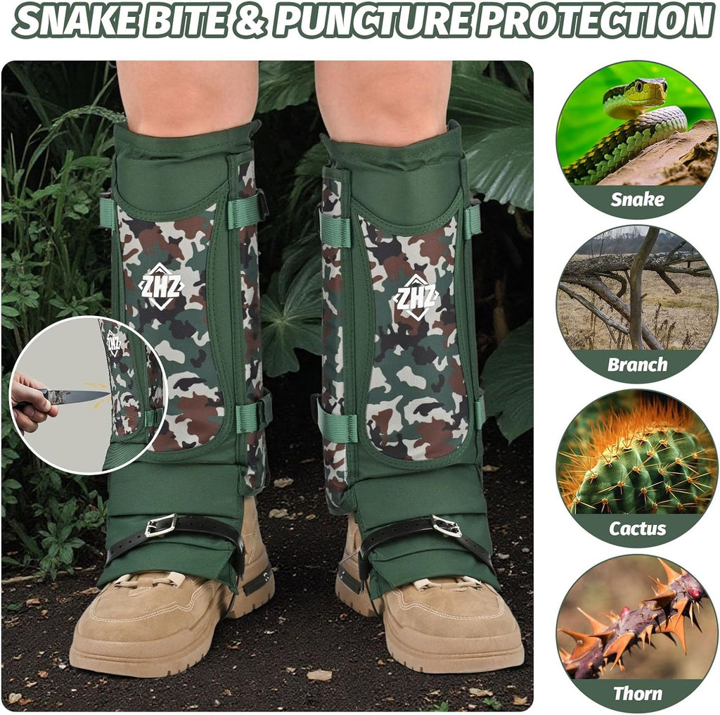 ZHZ Snake Gaiters, Durable Waterproof Snake Chaps for Lower Leg Protection, Adjustable Snake Guards for Men & Women, Ideal for Hiking, Camping & Farm Work
