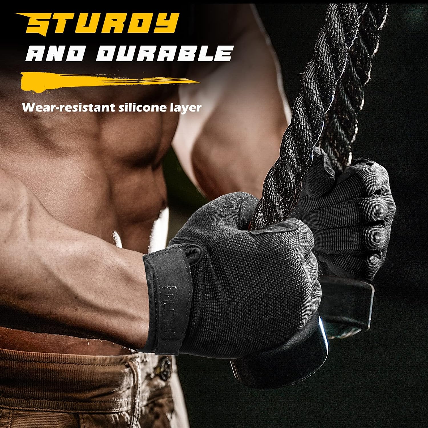 FREETOO Full-Finger Workout Gloves for Men, Padded Gym Gloves with Grip