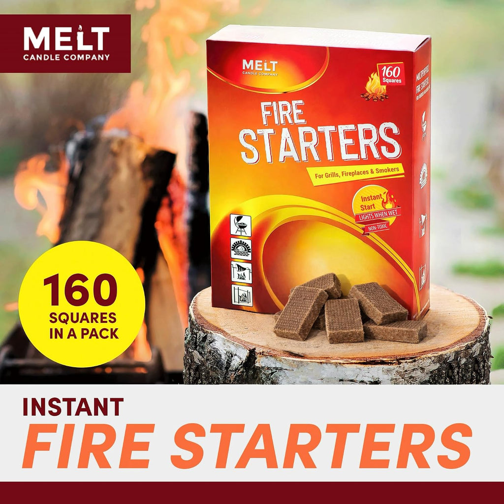Melt Candle Fire Starter (160 Cubes) for Indoor Fireplace & Wood Stove