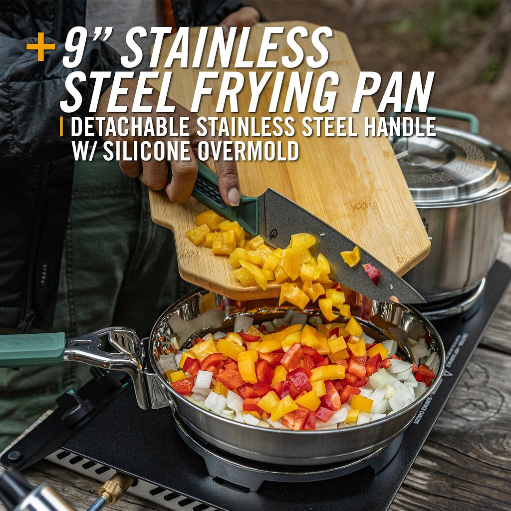 Gerber Gear ComplEAT Cook Set - Dishwasher-Safe Camping Cookware for Outdoor Cooking - Includes Saute Pan, Stock Pot, 4 Plates, 4 Bowls, Mixing Bowl & More