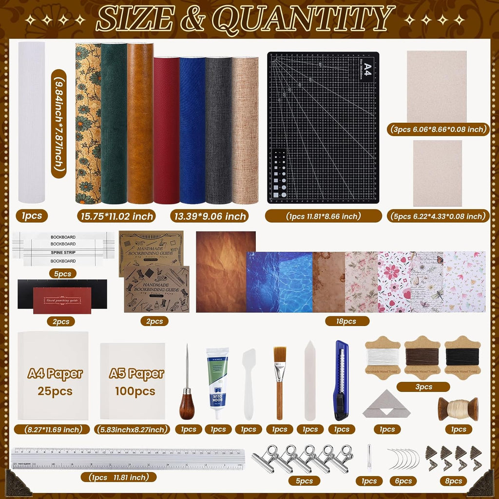 FOGWOWO 208 Pcs Book Binding Kits,Book Making Kit with Video Tutorials