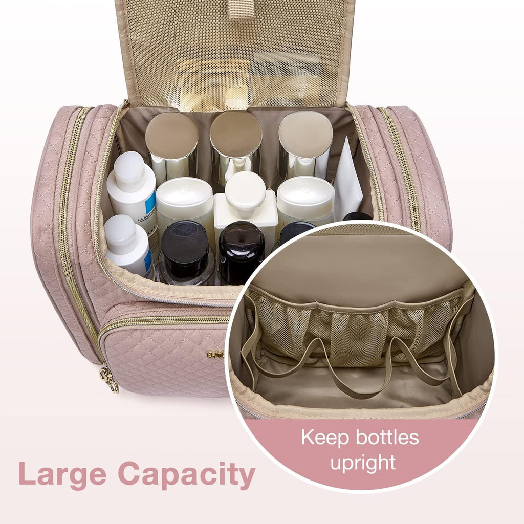 BAGSMART Women's Travel Toiletry Bag, Water-resistant Large Capacity, Pink