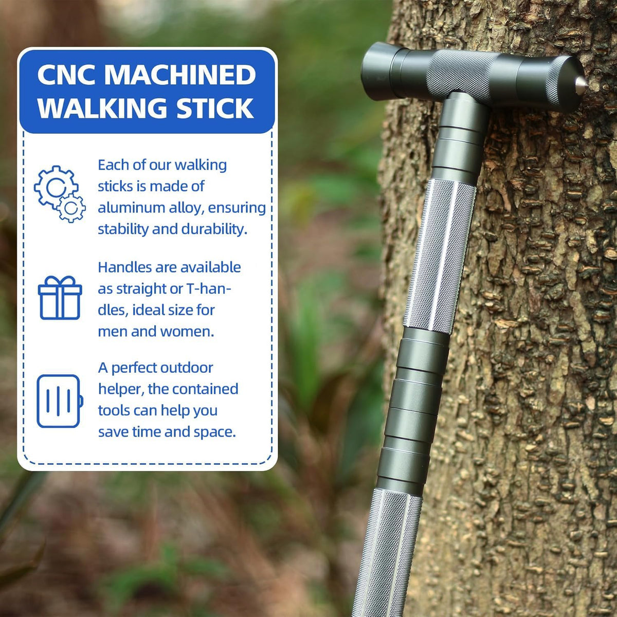 aiGear G2 Tactical Hiking Stick with Survival Kit, 5-Section Staff