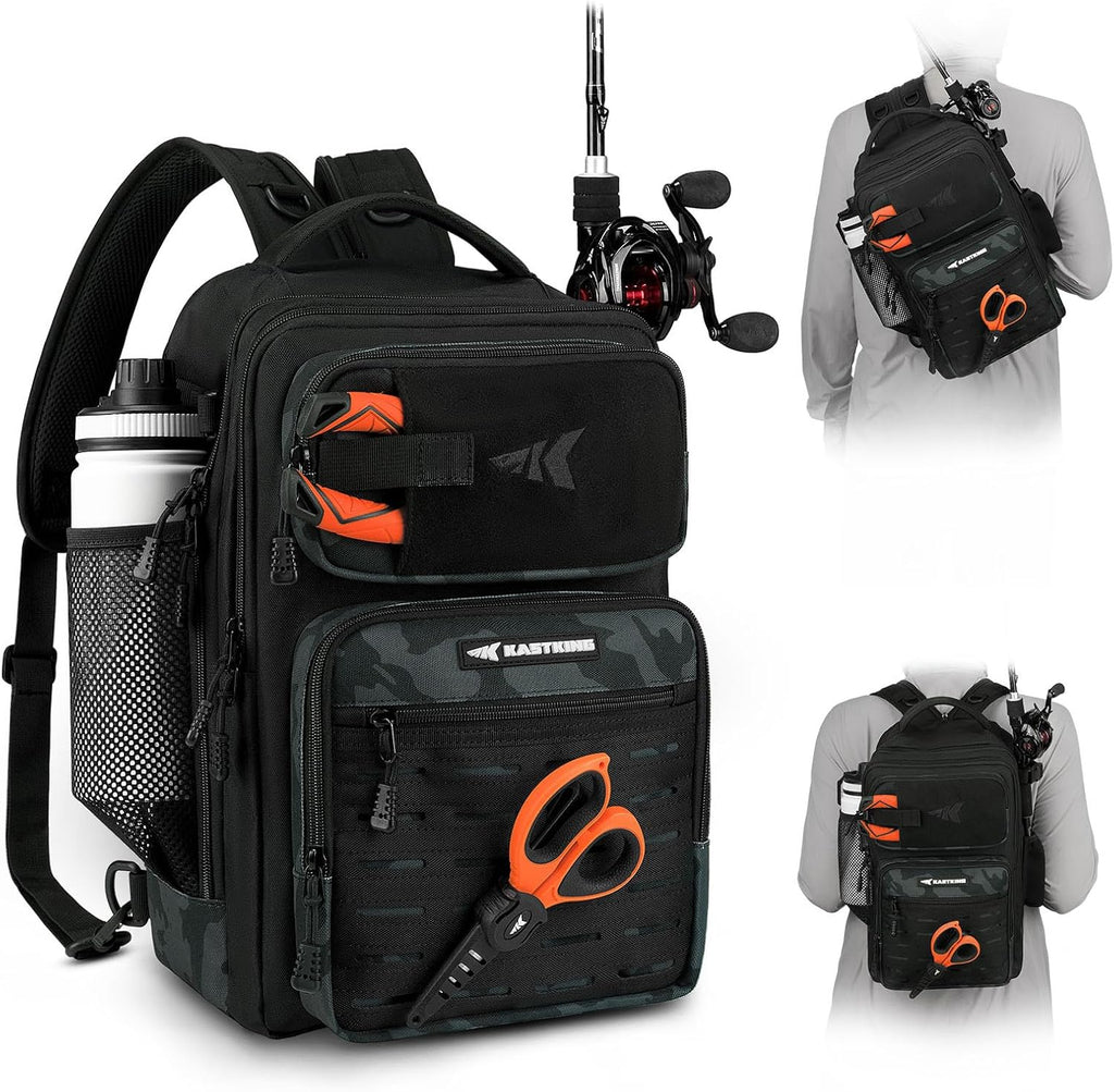 KastKing Blowbak Fishing Sling Bag, Fishing Backpack with Rod Holder