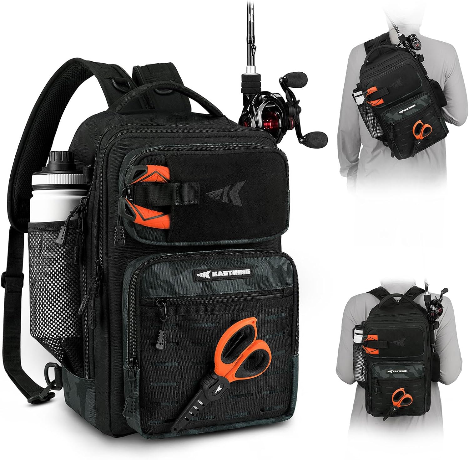 KastKing Blowbak Fishing Sling Bag, Fishing Backpack with Rod Holder