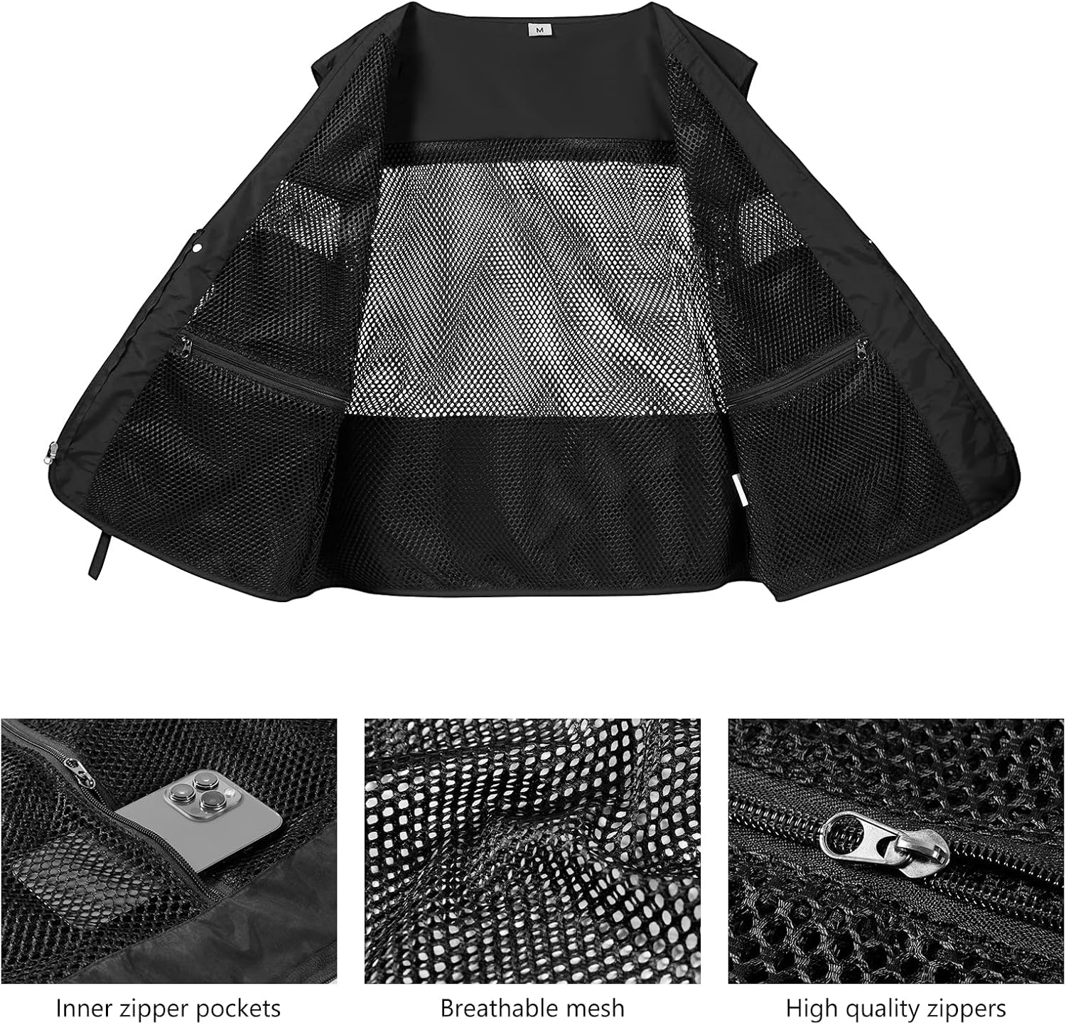 BASSDASH Men's Women's Utility Fishing Cargo Vest Outdoor Safari Photography Work Vest with Multi Pockets Mesh Back FV14